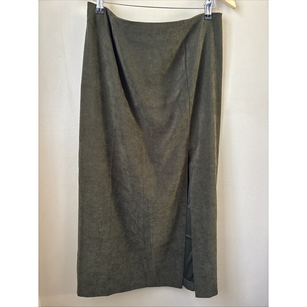 Vintage Casual Corner Peachskin Skirt Womens 14 Brown Midi Slit